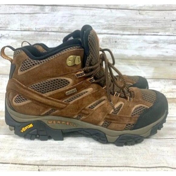 Merrell Men's J06051 Hiking Boots Brown Suede & Mesh Size 9.5 Vibram Sole - Picture 6 of 10